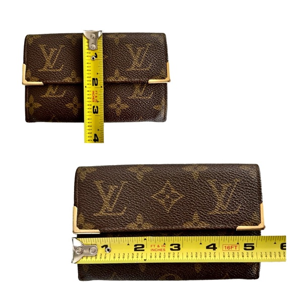 Authentic Louis Vuitton Vintage Monogram Leather & Gold Trim Tresor Wallet - Picture 10 of 12